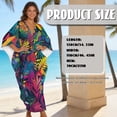 thumbnail image 5 of XYZCANDO Tropical Leaf Kaftan Dresses for Women V Neck Beach Cover Ups Caftan Beach Dresses for Swimwear Plus Size Lounge Maxi Dress Swimsuit Coverup Hawaiian Robe Summer Casual Dress, 5 of 7