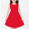 thumbnail image 4 of Girl's Summer Dress 4T 7-8Y Sleeveless A-Line Swing Midi Sundresses Comfy Cotton Kids Gift Cute Pretty Dresses, Red, 4 Years, 4 of 4