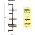 thumbnail image 4 of 3-Tier Wooden Wall Ladder Floating Rustic Shelf 35"x40" With Iron Black Pipe Hardware For Bedroom, Kitchen, Office, 4 of 5