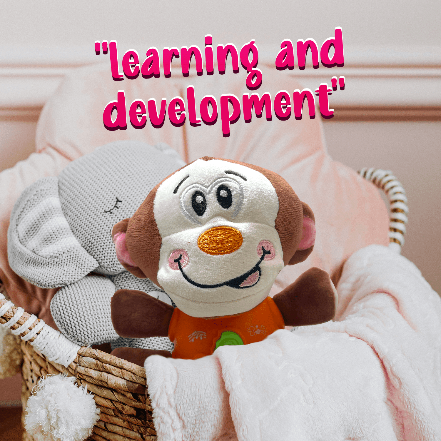 Petal Plush Monkey Musical Baby Toys for Newborn Baby Toys for 0 3 6 9 12 Month Baby, Cute Stuffed Aminal Light Up Baby Musical Toys for Infant Babies Boys & Girls Toddlers 0 to 36 Months