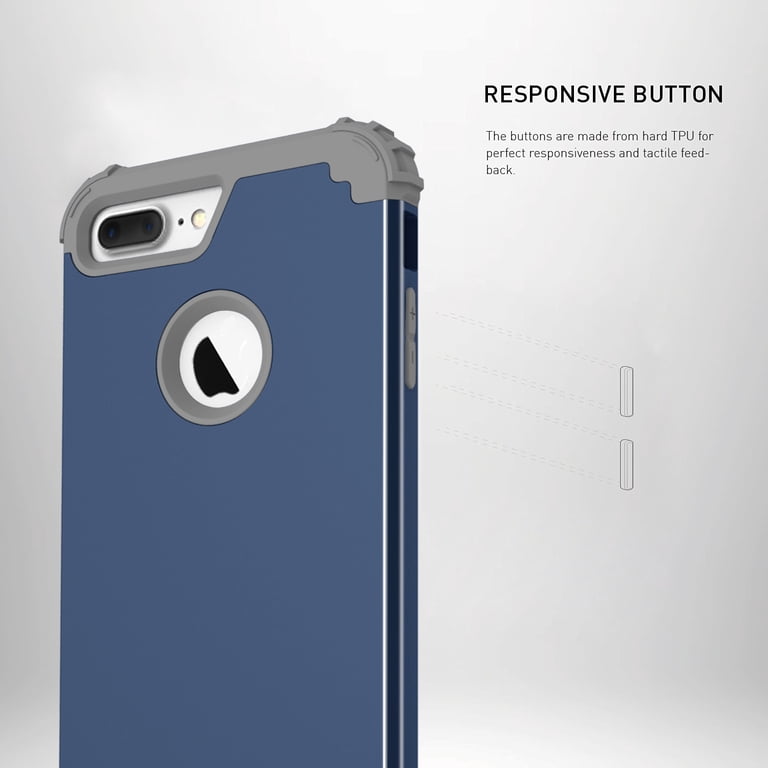 iPhoneアクセサリー Hybrid Shockproof Case (Steel Blue) TECH CIRCLE For iPhone 8 Plus Case, Dual Layer Slim Heavy Duty