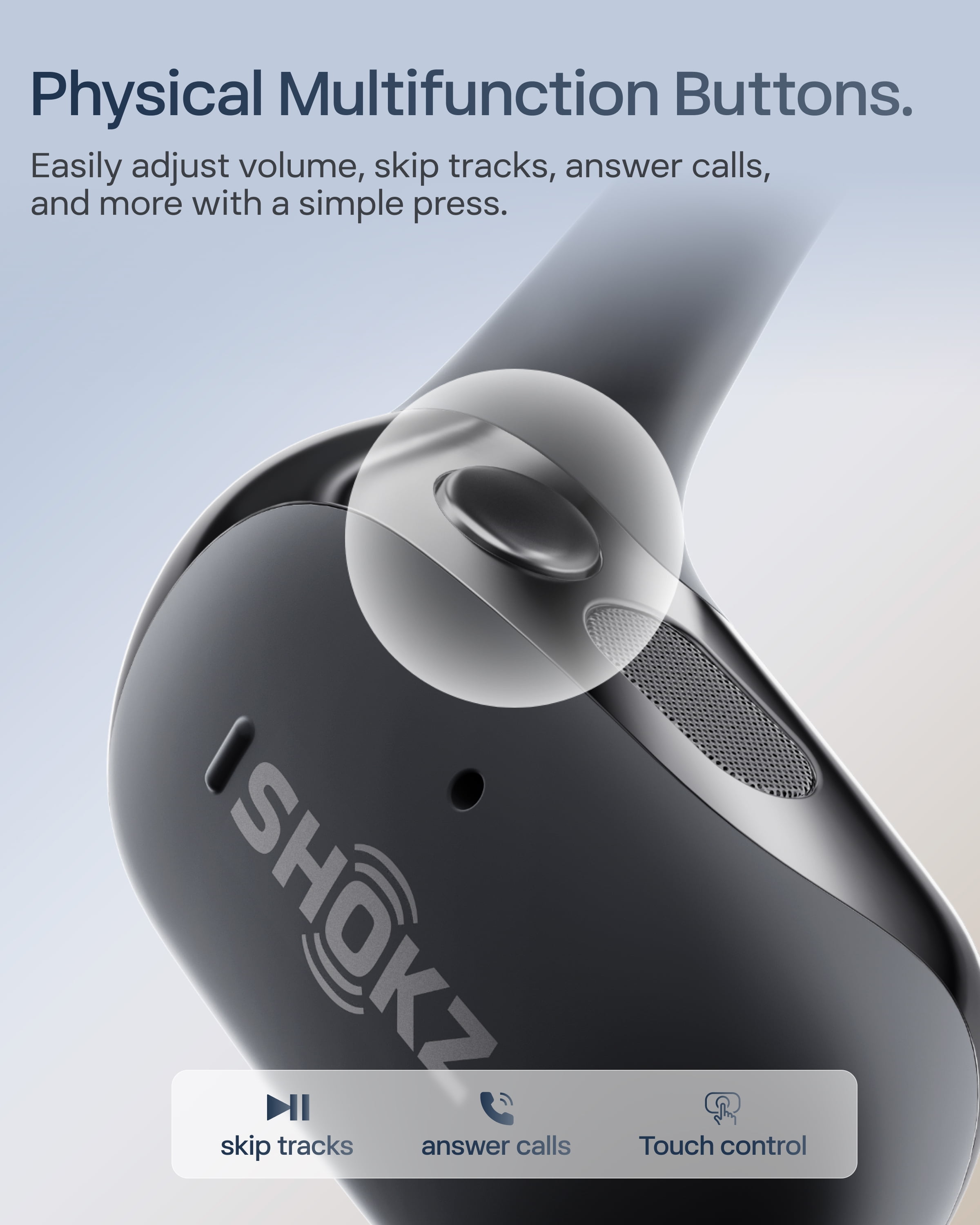 SHOKZ New OpenFit 2+ Open-Ear Headphones, Dolby Audio Enabled, Comfortable Earbuds with Soft Ear Hooks, 48H Playtime, IP55 Water-Resistant, USB-C Fast Charging, Wireless Charging, Black