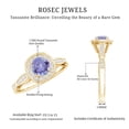 thumbnail image 6 of Rosec Jewels Tanzanite Halo Engagement Ring with Diamond - 0.5 Ct - Vintage Inspired Ring for Women - AAA Quality Certified, 10K Yellow Gold, US 6.50, 6 of 9