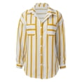 thumbnail image 2 of Long Sleeve Striped Shirt Womens Fashion Casual Collar Regular Fit Button Down Shirt Comfortable Lightweight Office Work Blouse with Pocket Yellow S, 2 of 4