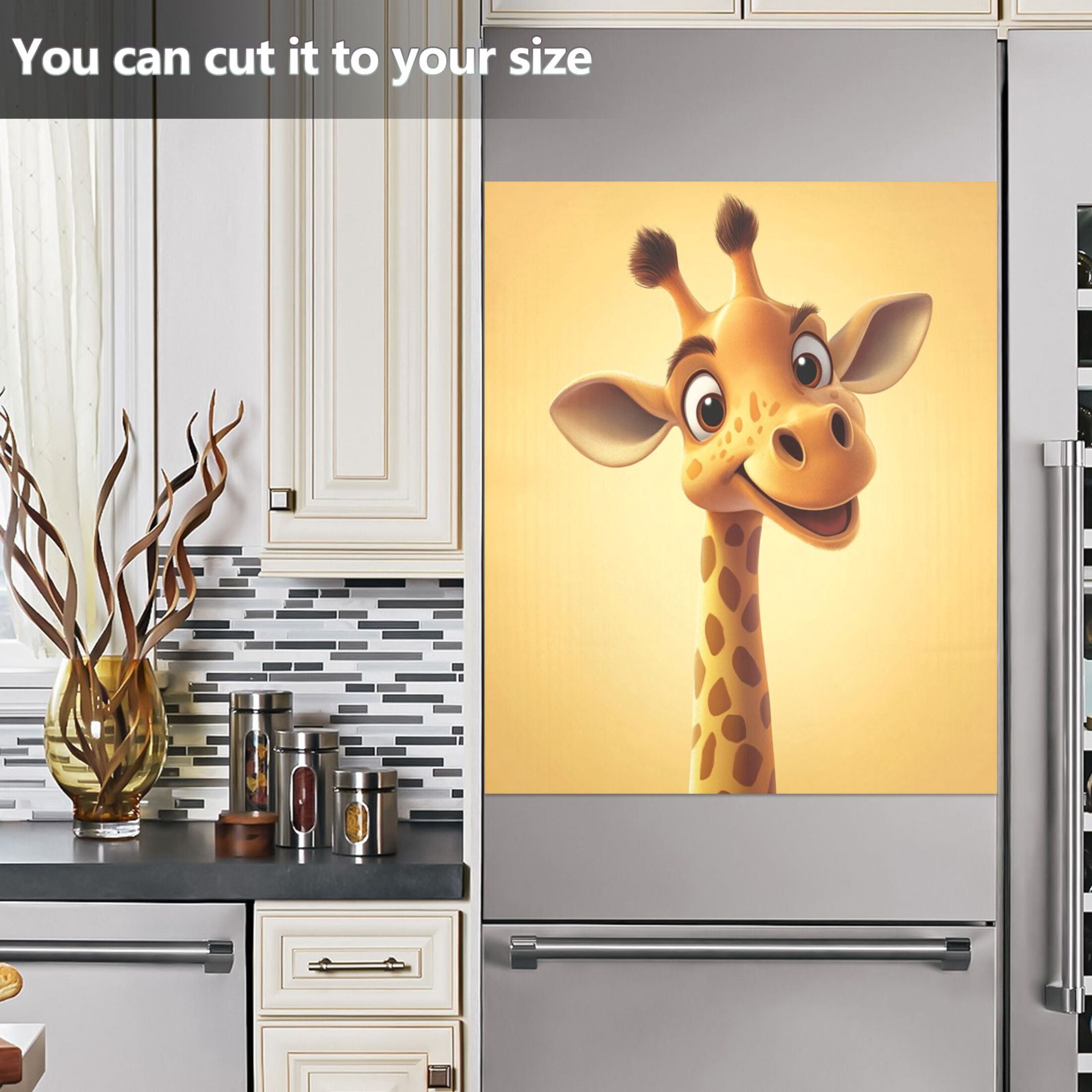 Dishwasher Magnetic Sticker 23x26 Inch Refrigerator Magnetic Sticker Washing Machine Magnetic Sticker Kitchen Panel Magnetic Sticker Home Decor Cartoon Yellow Giraffe