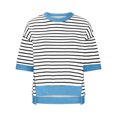 thumbnail image 5 of hxobax Women Oversized Striped Tshirt Crewneck Colorblock Short Sleeve Tunic Tops Irregular Pullover, 5 of 7