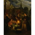thumbnail image 2 of Petrus van Schendel 20x24 Black Ornate Framed Double Matted Museum Art Print Titled: A Moonlit Vegetable Market on De Grote Markt, the Hague, 2 of 5