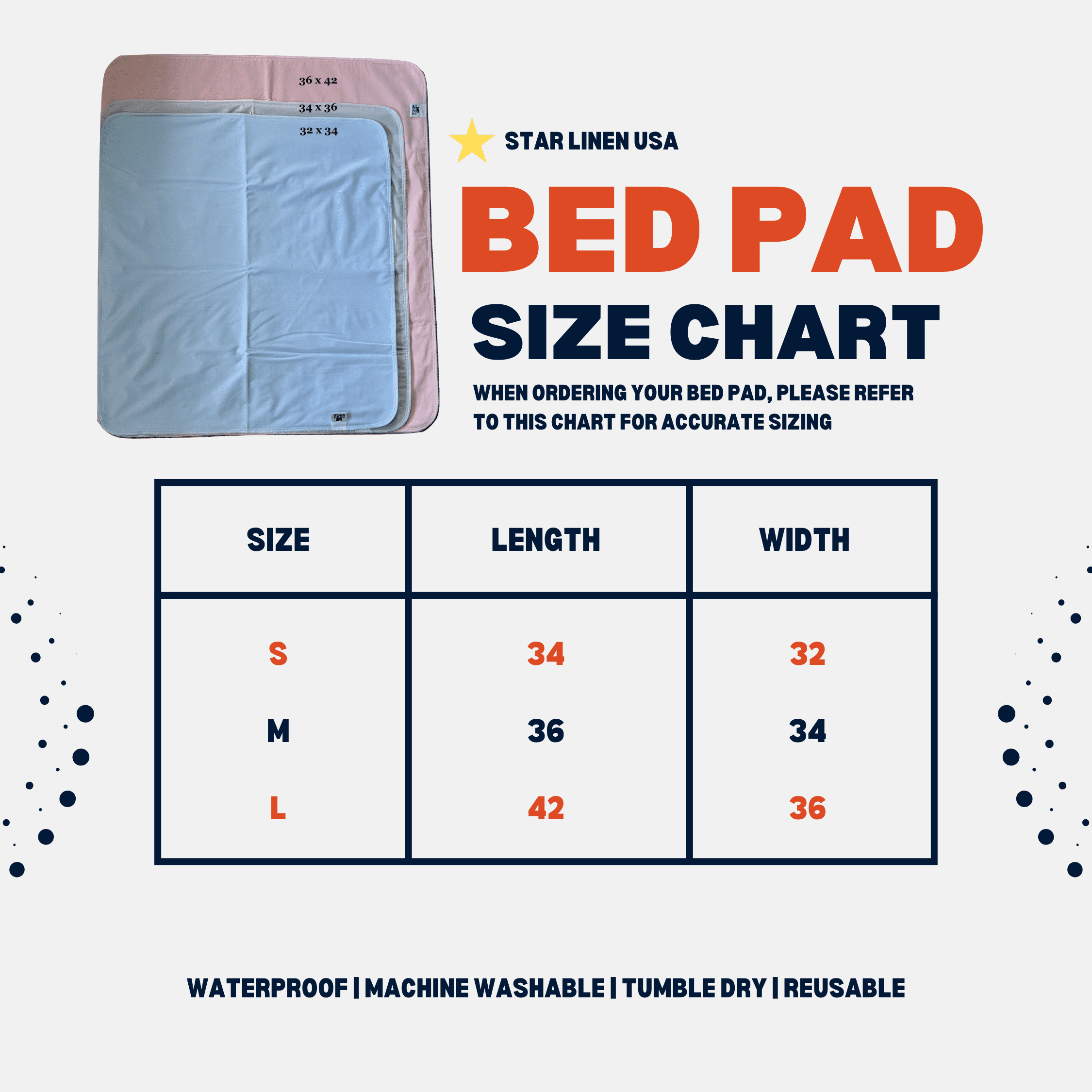 6 Pack Bed Pad Washable Incontinence Underpad - Absorbent Waterproof Urinary Protection for Seniors, Children 36 x 34 Blue