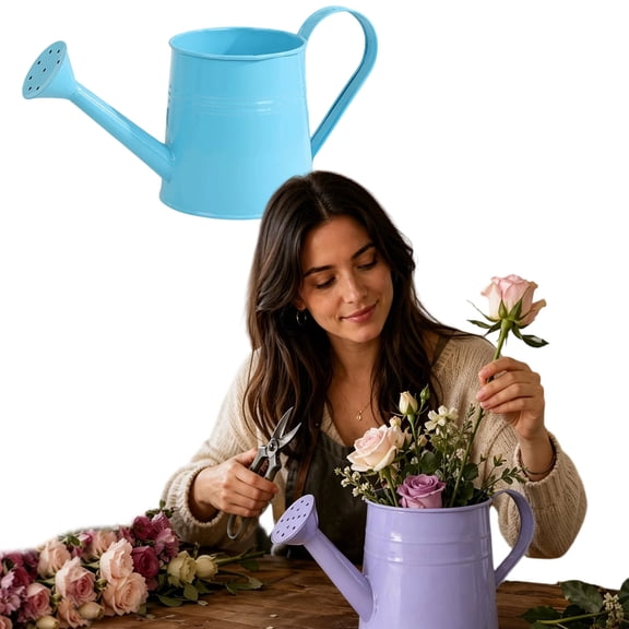 Metal Watering Can, 1L Classic Tinplate Watering Kettle, Galvanized Steel Plant Watering Can for Flowers, Plants, Lawn & Garden