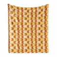thumbnail image 1 of Retro Soft Flannel Fleece Blanket, Wavy Pattern Half Moon Shapes Vintage Art Graphic Design in Different Tones, Cozy Plush for Indoor and Outdoor Use, 60" x 80", Orange Yellow Dust, by Ambesonne, 1 of 6
