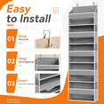 thumbnail image 4 of PLUMEBAY Over The Door Organizer, 5 Layer Hanging Storage with Clear Window and Mesh Side Pockets, Gray, 4 of 7