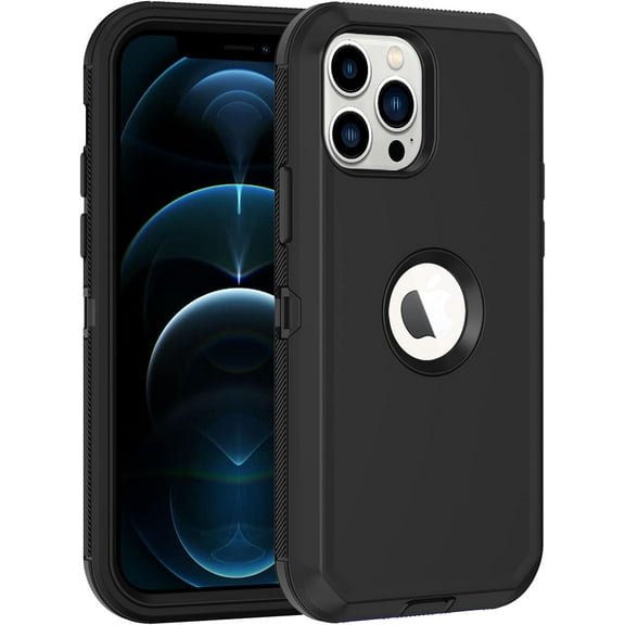 for iPhone 12 Pro Max Case, with Built in Screen Protector Heavy Duty Drop Protection,Full Body Rugged Shockproof Dust Proof Protective Phone Cover for Apple iPhone 12 Pro Max Black