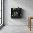 thumbnail image 5 of Basicwise Wall Mounted Folding Desk - Space Saving Fold Down Desk with Storage Shelves and Drawer, Convertible Floating Laptop Table for Small Spaces, Home Office, 23.75 x 6.75 x 23 in, Black, 5 of 7
