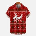 thumbnail image 2 of IROINNID Christmas Button Up Shirt for Men Funny Print Hawaiian Shirt Xmas Holiday Vacation Gift Button Tops,Burgundy, 2 of 5