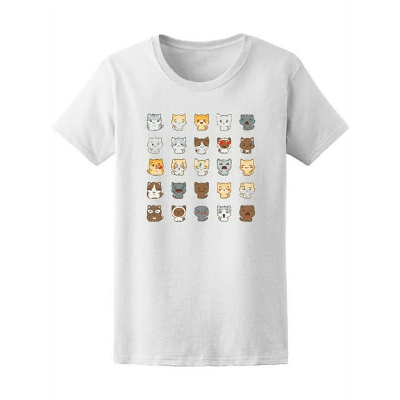 Smartprints Womens Graphic Tee - Kawaii Cats & Dogs - Regular Fit 100% Cotton