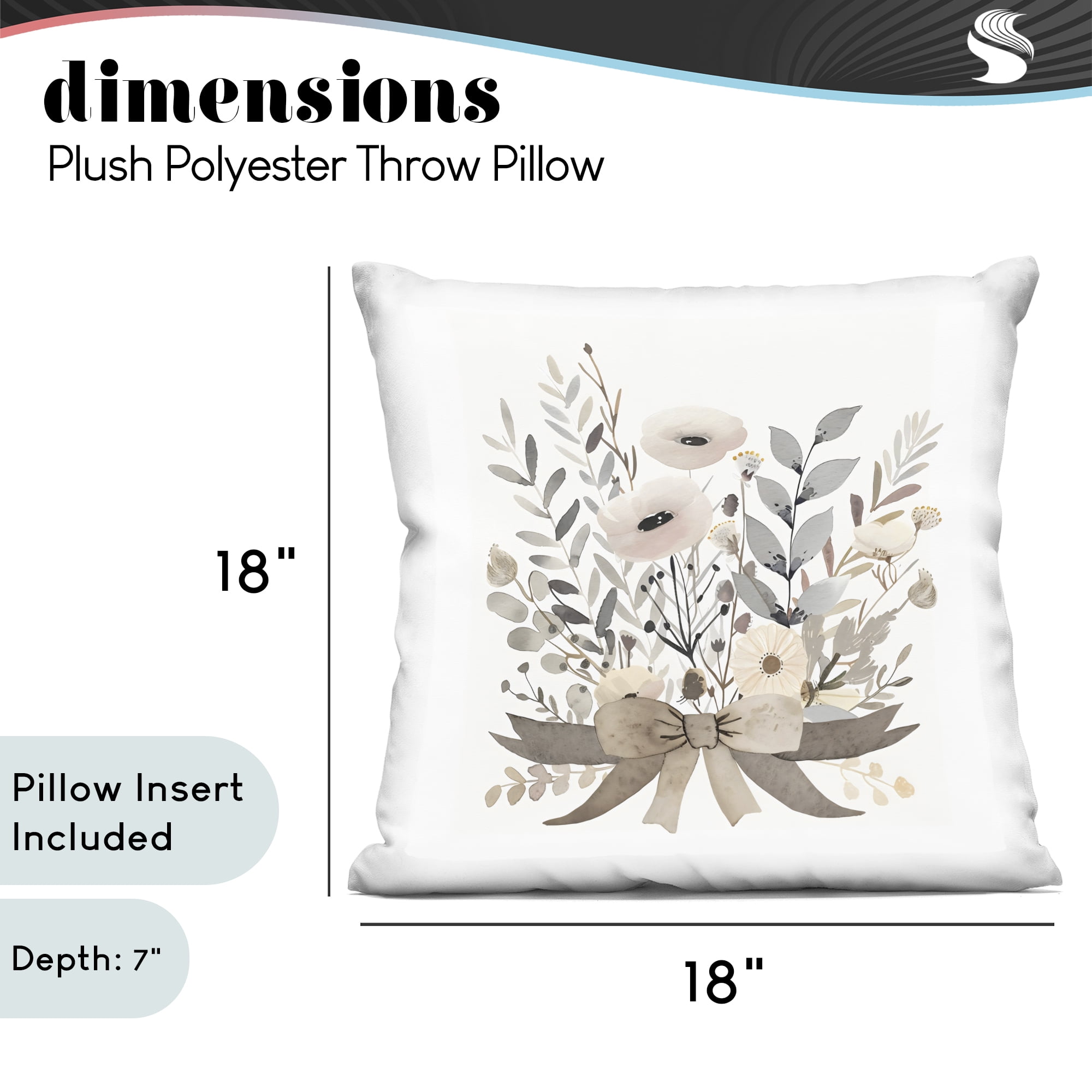 Stupell Industries Neutral Floral Bouquet Beige Decorative Printed Throw Pillow, design by Creative Studio, 18 x 7 x 18