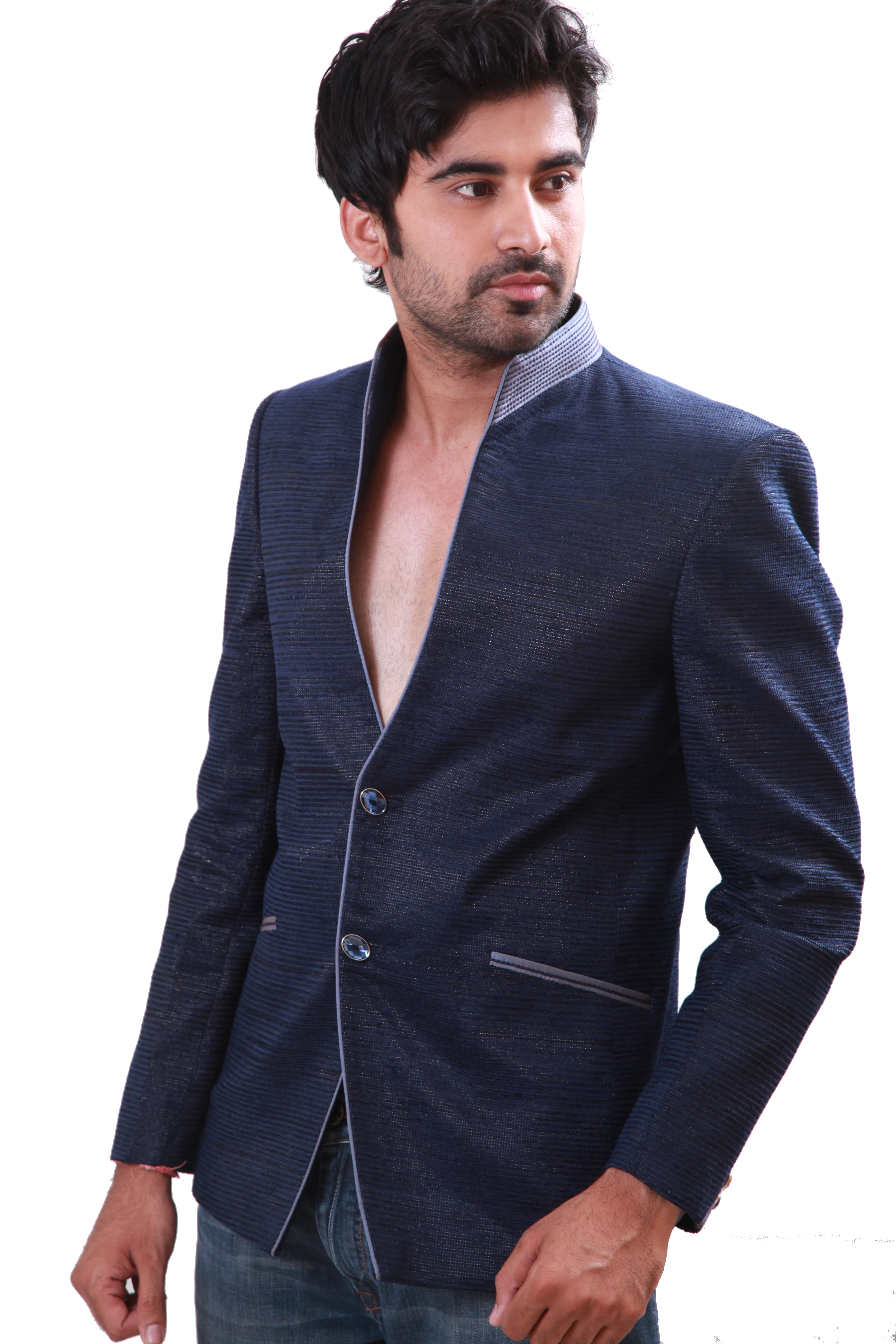 Blue blazer with high neck Clearance