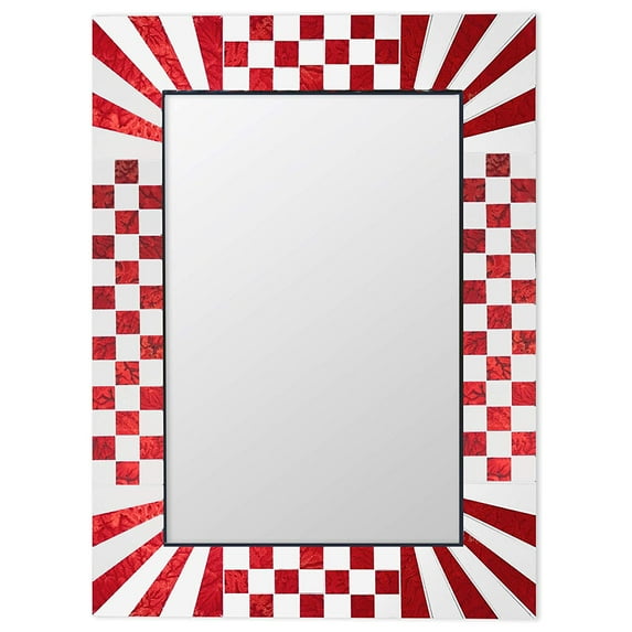 DecorShore South Beach Collection 24 x 18 Art Deco Style Decorative Wall Mirrors with Colorful Glass Mosaic Tiles