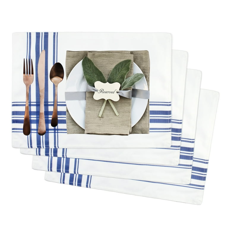 Placemats & Napkins Bundle: Blue Placemats + Cloth Napkins / Set of 4