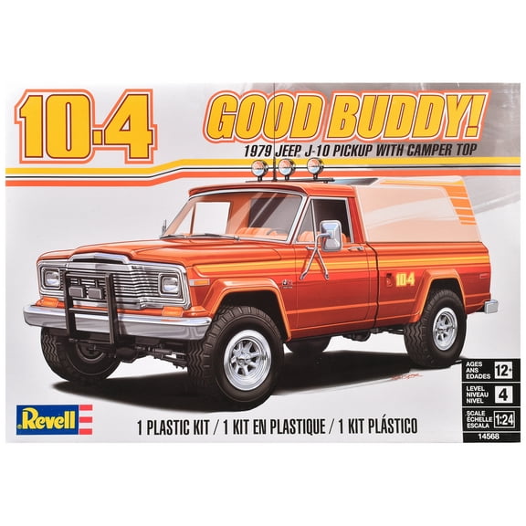 Level 4 Model Kit 1979 Jeep J-10 Pickup Truck with Camper Top 1/24 Scale Model by Revell