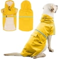 thumbnail image 2 of Impermeable para perros con capucha, impermeable y cortavientos, con tiras reflectantes y orificio para arnés (Amarillo L), 2 of 5