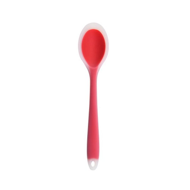 Cuchara de silicona para la cena, cuchara de mesa, cuchara de postre, utensilios para cocina, restaurante, color rojo rosa