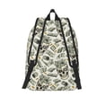 thumbnail image 2 of Lsque Skull with Cash Pattern Canvas Daypack, Durable Backpack, High-quality Versatile Backpack,Vintage Compact Backpack-Medium, 2 of 6