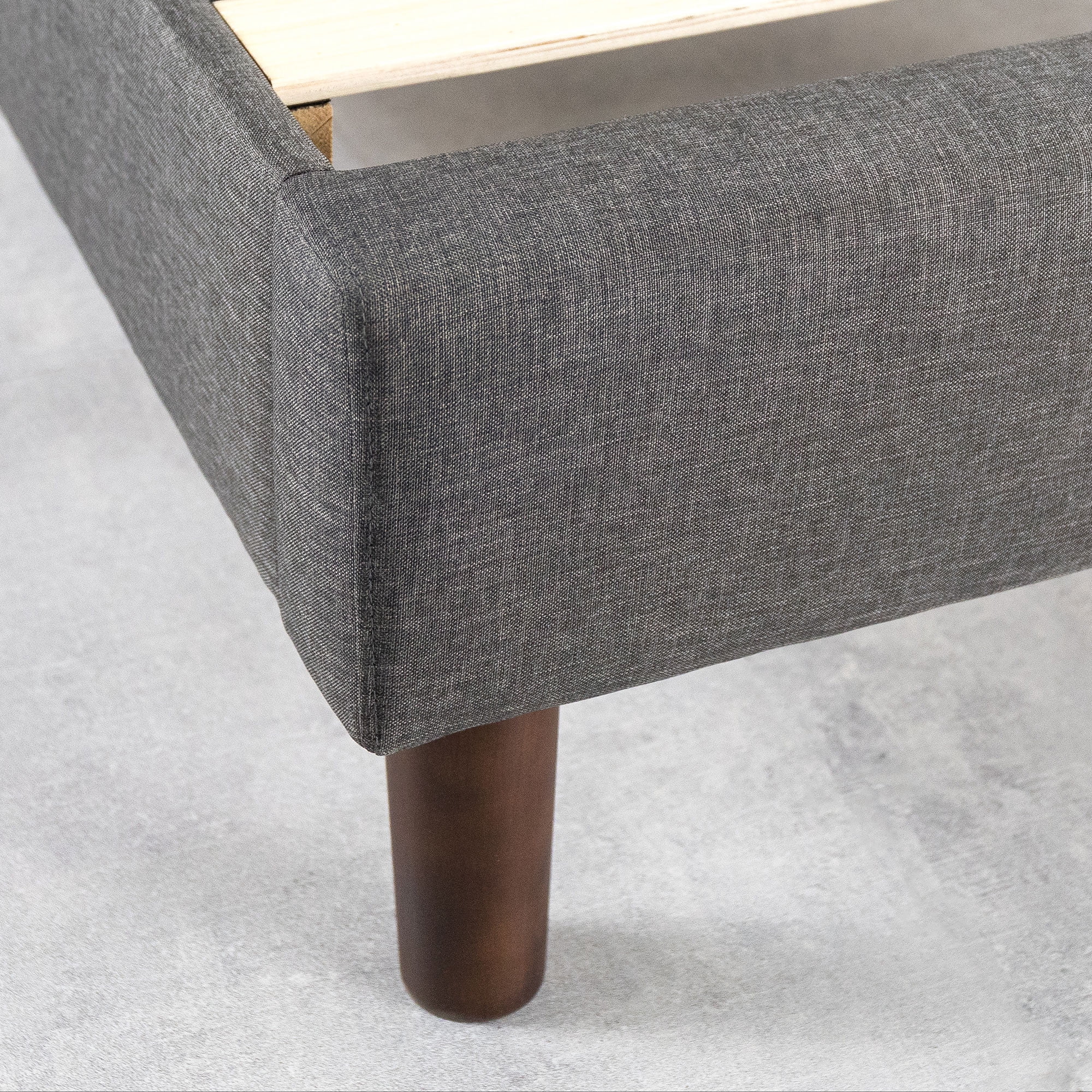 Mellow MAVN Upholstered Platform Bed, Modern Tufted Headboard, Real Wooden Slats and Legs, Dark Grey, Full