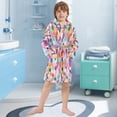 thumbnail image 5 of FORMRS Niños Bathrobe Unisex Hooded Robe Soft Plush Pajamas Sleepwear, Size 2-3T, Light Colorful Circles, 5 of 7