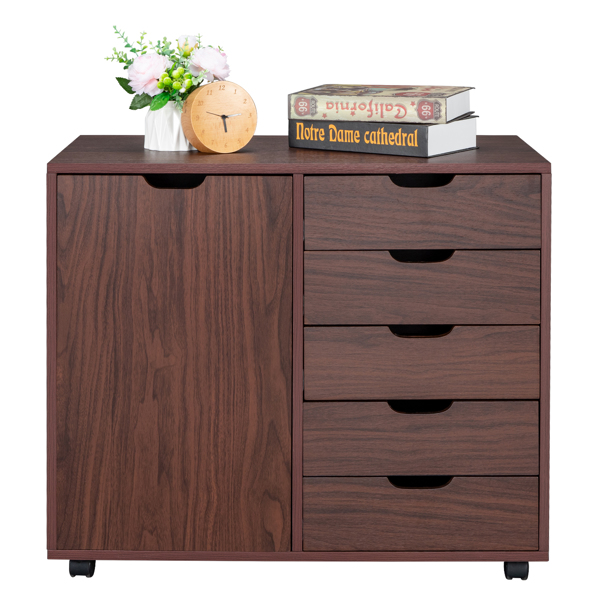 4Drawer Wood File Mobile Lateral Filing with Storage Shelves for Home Office
