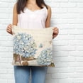 thumbnail image 2 of Blue Hydrangea Pillow Covers 16x16 Inch Decorative Throw Pillow Cover, Spring Floral Leaves Butterfly Vintage Beige Sofa Pillowcases Accent Cushion Case Home Decor Bedroom Living Room, 2 of 6