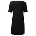 thumbnail image 2 of Women's Nightgown Super Soft Modal Sleepwear Nightshirt Short-sleeved Nightdress comes with Chest Pads Solid Color Pajamas Dress Loungewear,Black S-2XL, 2 of 7
