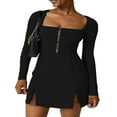 thumbnail image 1 of Robe de Soirée à Manches Longues avec Ourlet Fendu pour Femmes, 1 of 7
