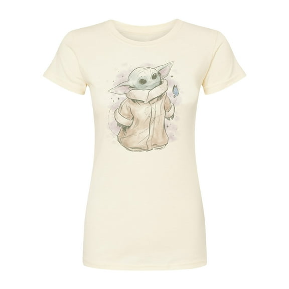 Star Wars - The Mandalorian Grogu Tonal Washed   - Juniors Fitted Short Sleeve Graphic T-Shirt