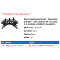 thumbnail image 2 of Rear Transmission Mount - Compatible with 2014 - 2015 Subaru XV Crosstrek 2.0L H4 FULL HYBRID EV-GAS FHEV, 2 of 2