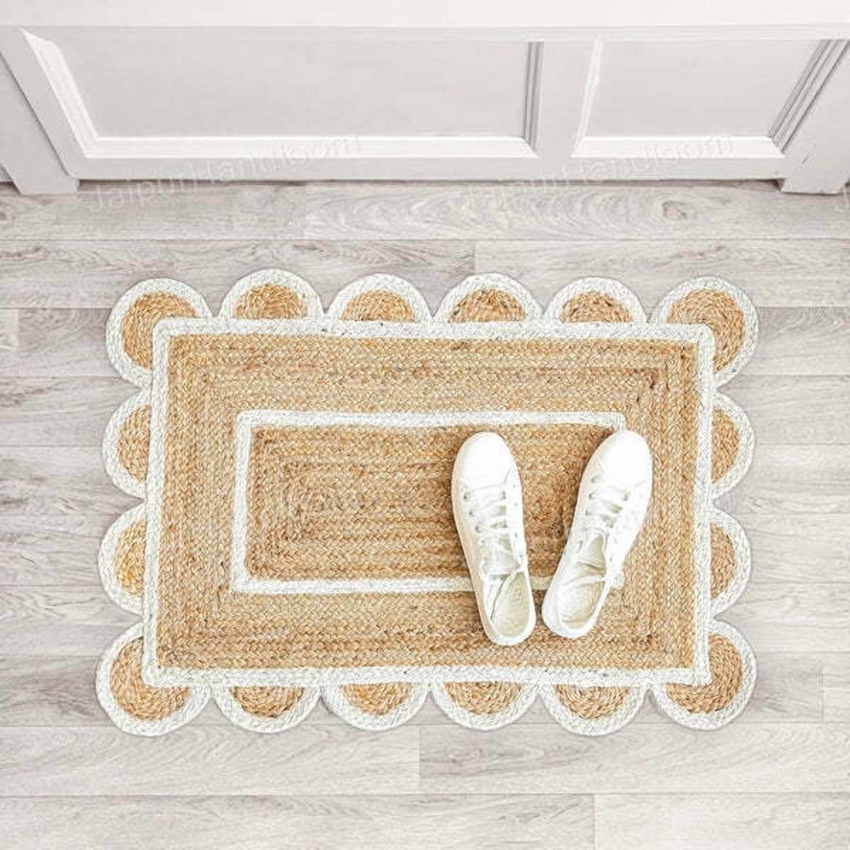 Handmade Indian Scalloped Jute Rug 2X3 Feet