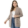 thumbnail image 3 of Cardigan Ouvert pour Femme Grande Taille Brun 1X, 3 of 6