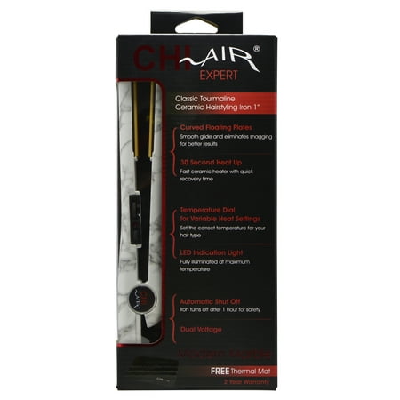Chi Air Expert Classic Tourmaline 1" Ceramic Straightening Flat Iron, Modern Marble