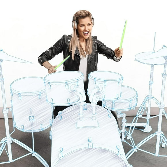Electric Air Drum Set, Virtual Drumsticks Set, RGB Portable 3D Motion Sensing Air Drum Kit with Drumsticks Pedals & 8 Sounds for Adults Kids Percussion Accessories
