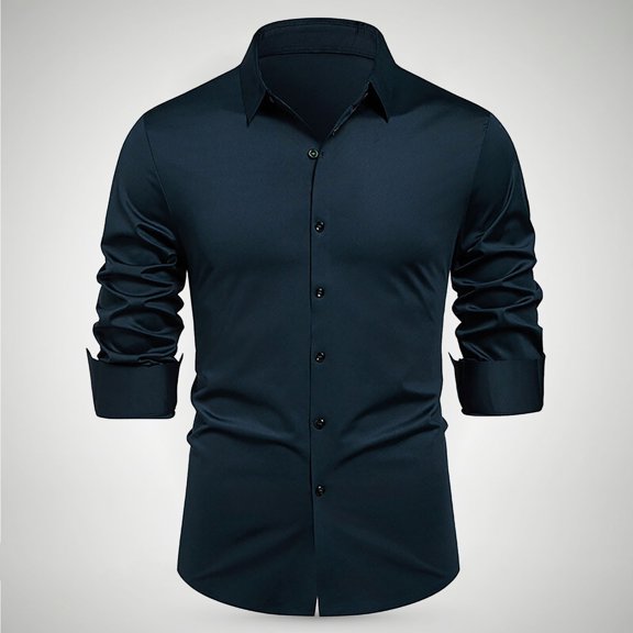 DPTALR Men's Fashion Casual Business Solid Color Long-Sleeve Shirt Button Lapel & Fashion Design,Green Big and Tall Men XXXXL