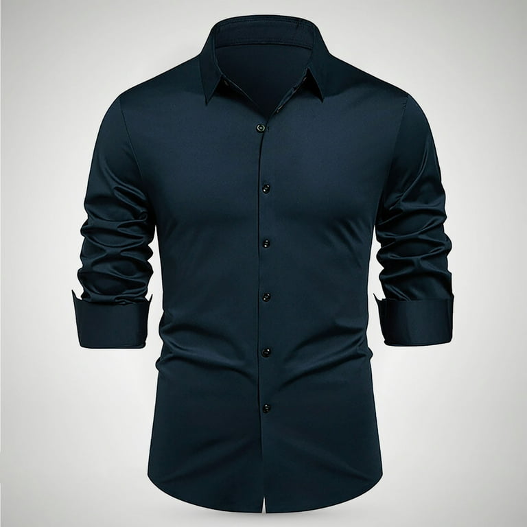 Lodieny Men's Stretch Soft Slim Fit Dress Shirts Long Sleeve Formal Wedding Business Casual Button Down Shirt for Work Office Green Xxxl, Size: 3XL