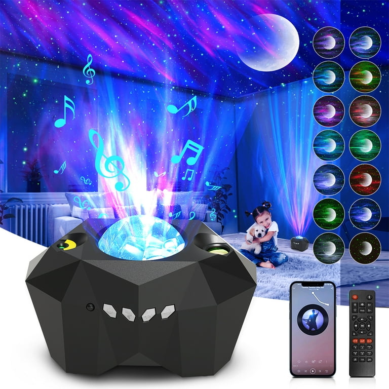 indsprøjte Belyse ammunition Star Projector, 3 in 1 LED Galaxy Moon Projector 55 Lighting Effects Night  Light Aurora Projector Star Light w/ Bluetooth Music Speaker & Remote  Control & Timer for Kids Baby Bedroom Party