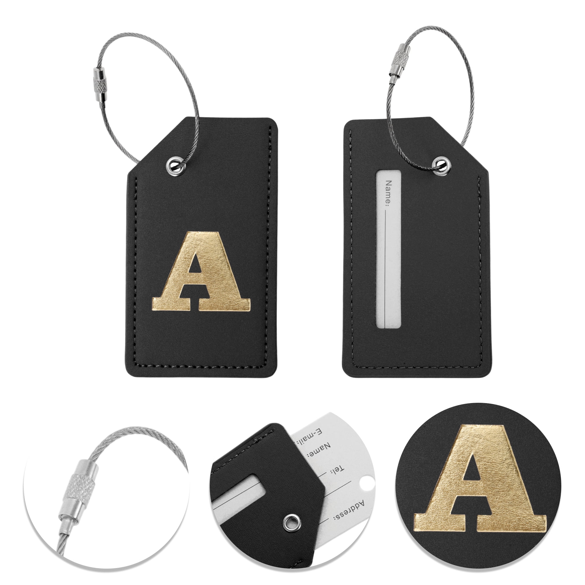 Unique Bargains 1 Pc Stylish Durable Luggage Tag for Travelling Black [Letter A]