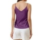 thumbnail image 3 of Camiseta de satén para mujer, tirantes, escote en V, top casual y formal, camisón de capa, 2026 XS, púrpura, 3 of 6