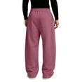 thumbnail image 5 of Men's Solid Color Wide Leg Sweatpants Elastic Drawstring Waist Loose Straight Leg Casual Streetwear Workout Trousers with Pockets, 5 of 7