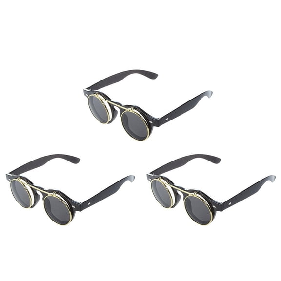3X Cute Unisex Goth Goggles Glasses Retro Flip Up Round Sunglasses