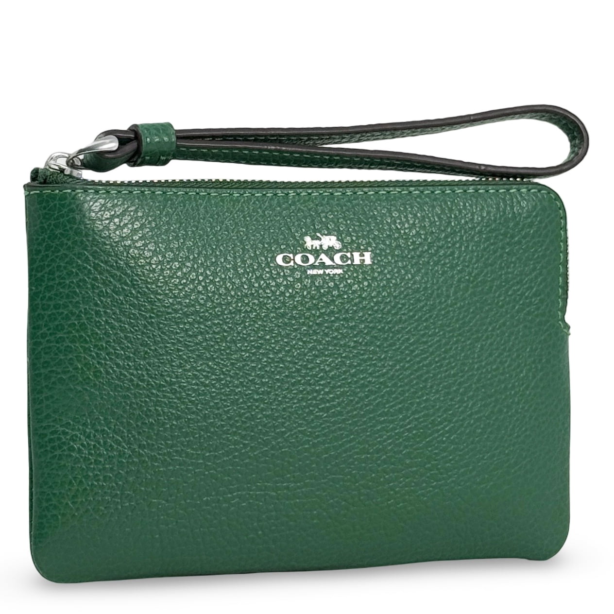 Coach Women's Small Corner Zip Wristlet in Pebbled Leather