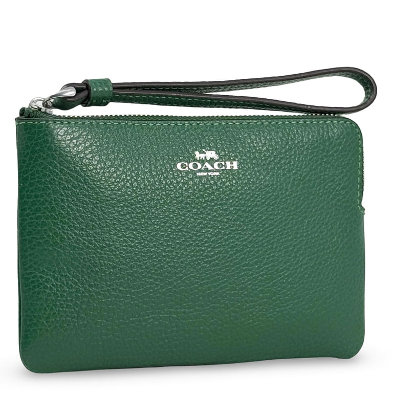 Coach Women's Small Corner Zip Wristlet in Pebbled Leather