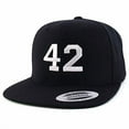 thumbnail image 2 of Trendy Apparel Shop Number 42 White Thread Embroidered Flat Bill Snapback Baseball Cap - Black, 2 of 4
