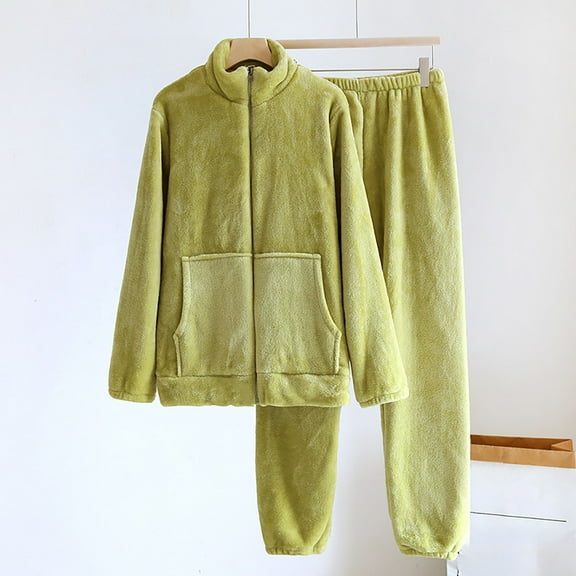 NTACZA Pajamas for Women Set Zip Up Fluffy Flannel Pjs Sets Thermal Long Sleeve Fuzzy Winter Lounge Sets for Women L